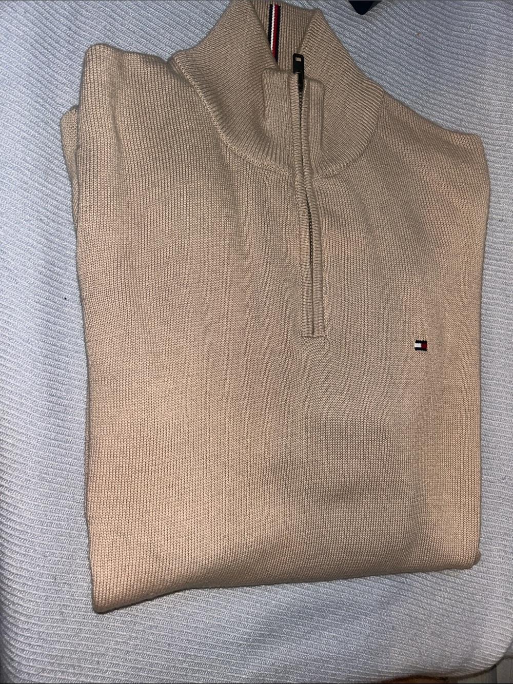 Tommy Hilfiger Men's Tan Half-Zip Knit Sweater